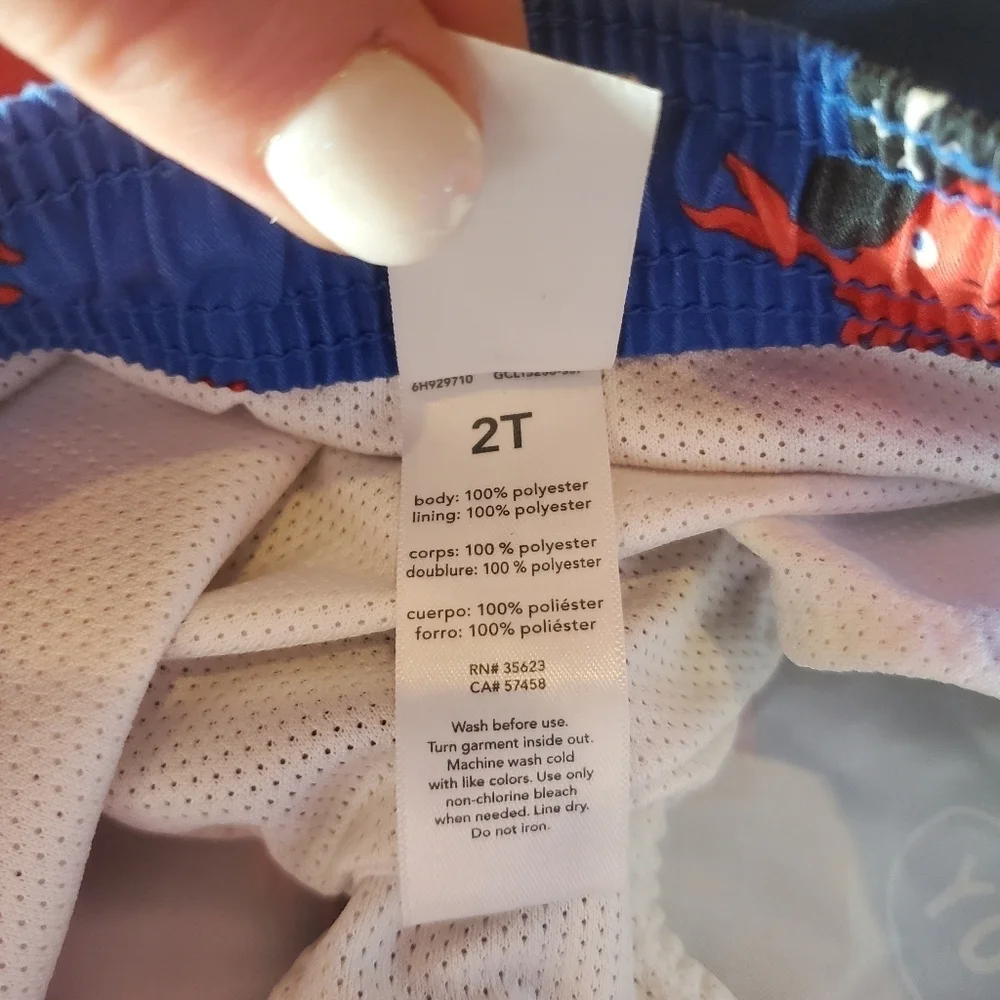 Carter's Toddler Boy Size 2T Blue Red AHOY MATEY Pirate Crab Swim Trunks NWOT